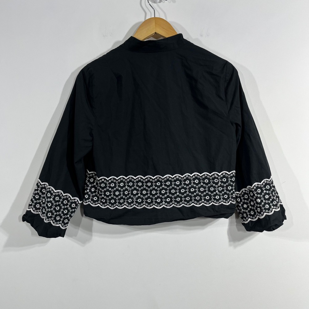 WilliSmith Boho Coastal Eyelet Embroidered Cropped Statement Jacket Women Medium - Picture 3 of 8